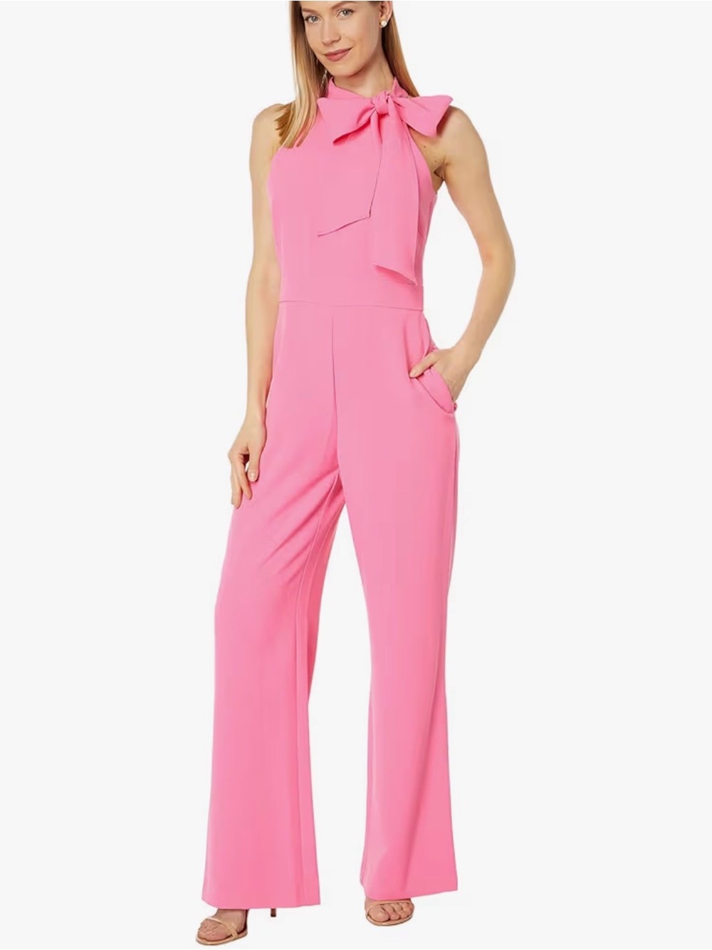Vince Camuto Signature Stretch Crepe Bow Neck Jumpsuit